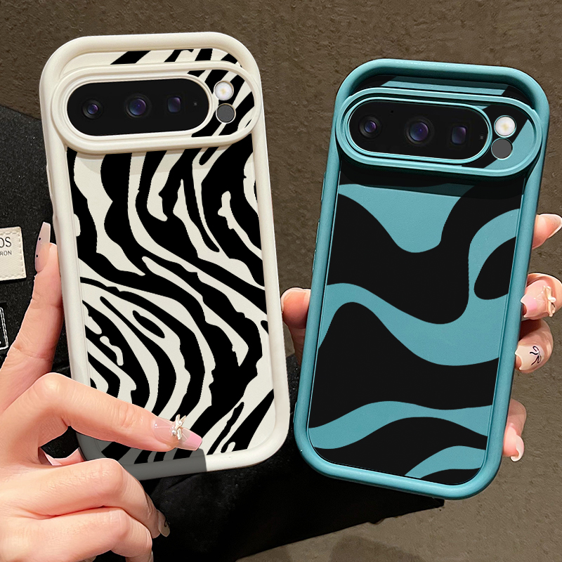 Google Pixel 9 Pro - Casing Telepon TPU dengan Motif Garis